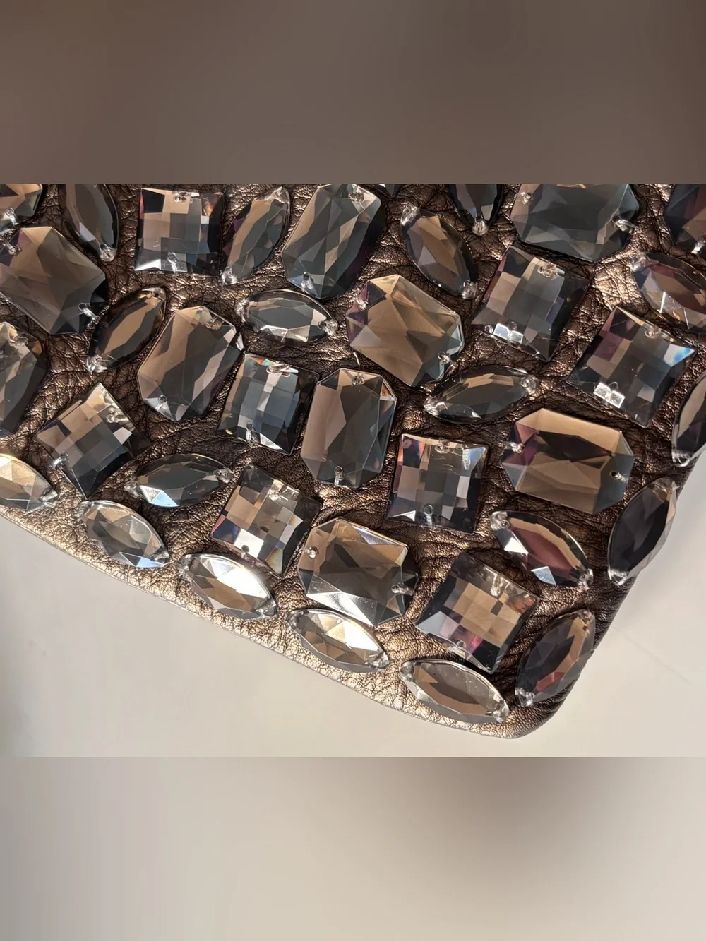 Coach Madison Jeweled Crystal Zip Clutch Wristlet Brown Bronze 26485